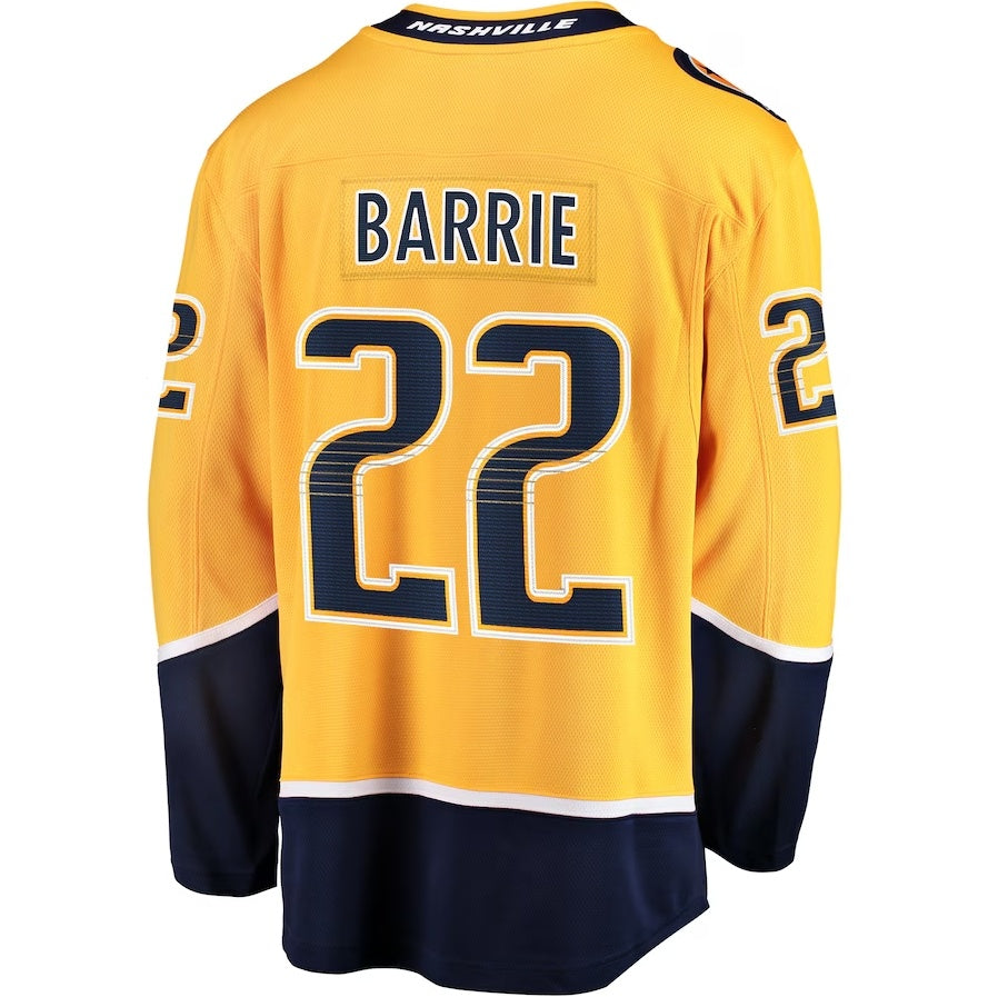 N.Predators #22 Tyson Barrie Supporters Home Breakaway Jersey - Gold Stitched American Hockey Jerseys