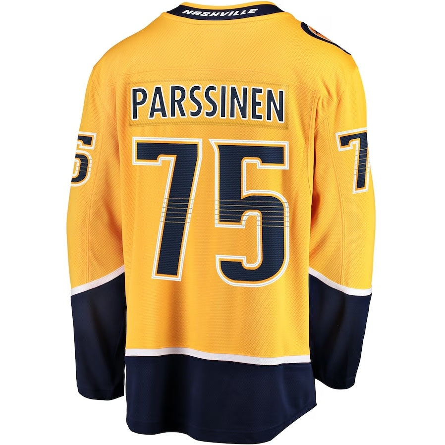 N.Predators #75 Juuso Parssinen Supporters Home Breakaway Jersey - Gold Stitched American Hockey Jerseys
