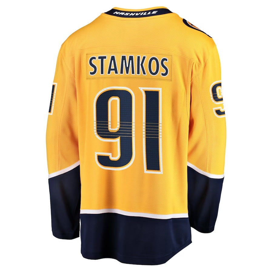 N.Predators #91 Steven Stamkos Supporters Home Premier Breakaway Player Jersey - Gold Stitched American Hockey Jerseys