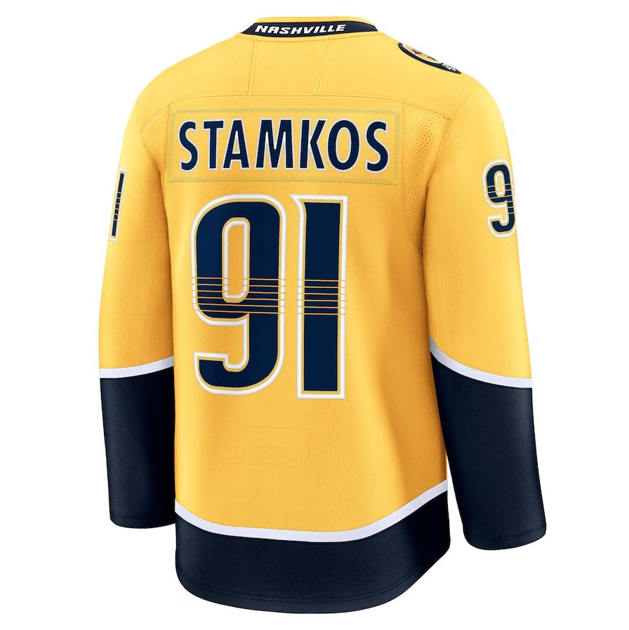N.Predators #91 Steven Stamkos Supporters Home Premium Jersey - Gold Stitched American Hockey Jerseys