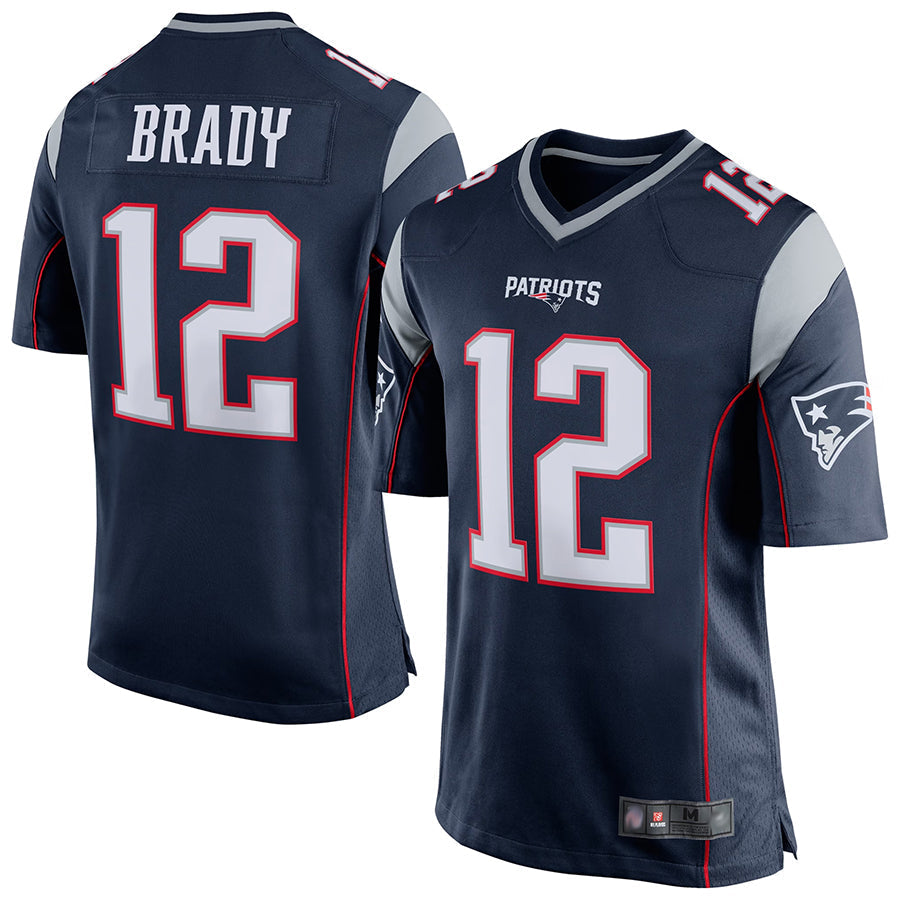 Custom #12 Navy Blue NE Football Shirt Top