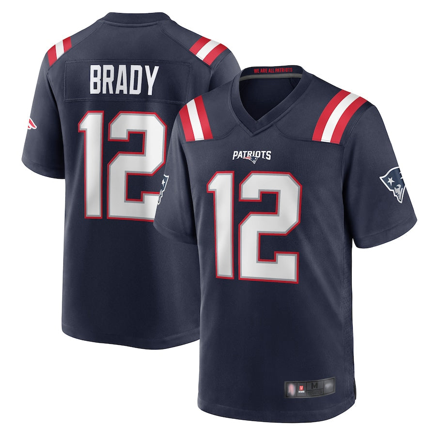 Custom #12 Navy NE Football Shirt Top