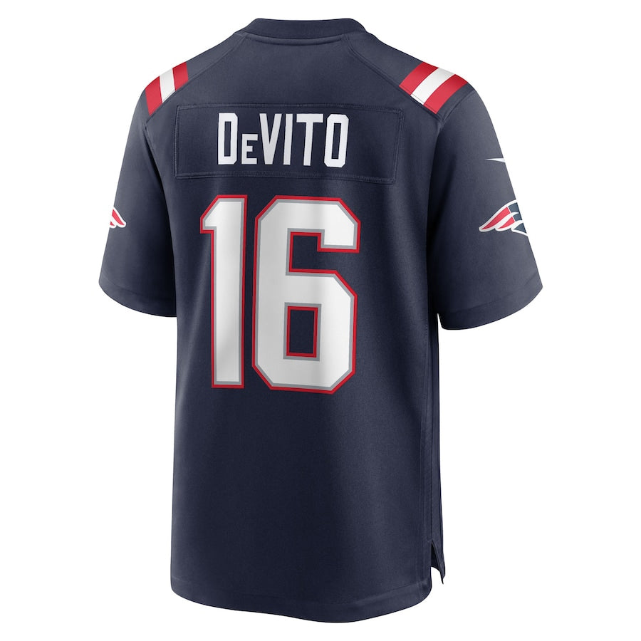 Custom #16 Navy NE Football Shirt Top