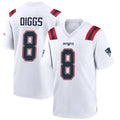 Custom #8 White NE Football Shirt Top