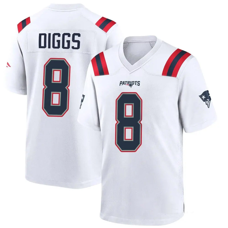 Custom #8 White NE Football Shirt Top