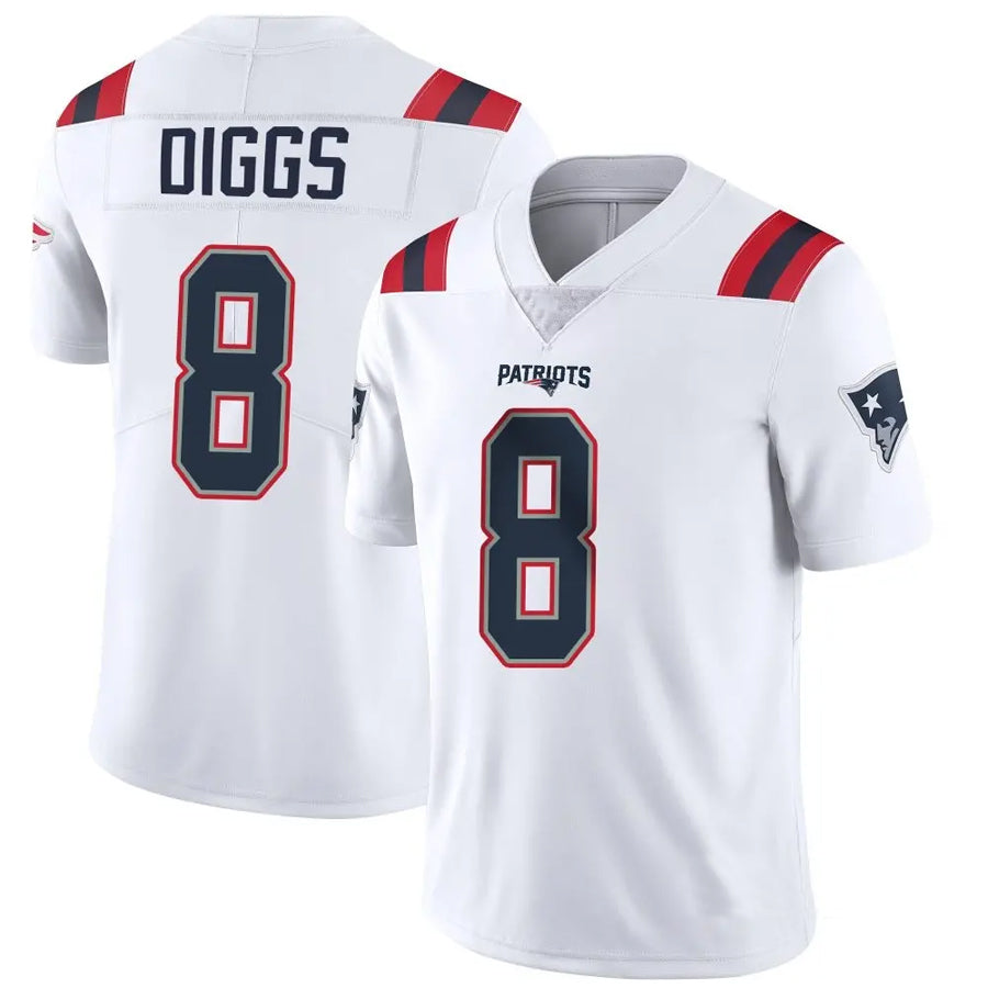 Custom #8 White NE Football Shirt Top