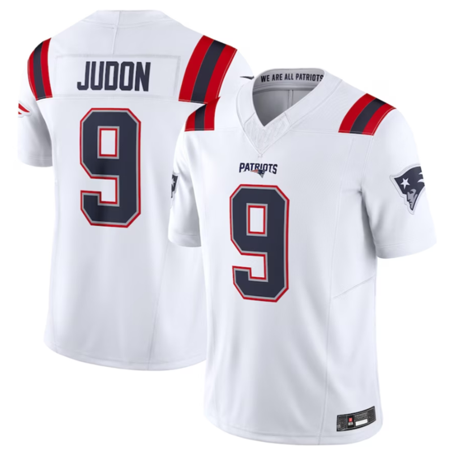 Custom #9 White NE Football Shirt Top