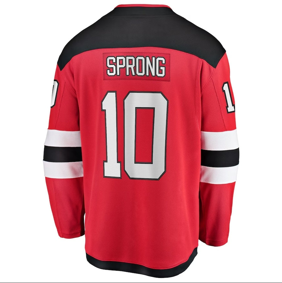 NJ.Devils #10 Daniel Sprong Supporters Home Breakaway Jersey - Red Stitched American Hockey Jerseys