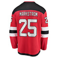 NJ.Devils #25 Jacob Markstrom Supporters Home Premier Breakaway Player Jersey - Red Stitched American Hockey Jerseys