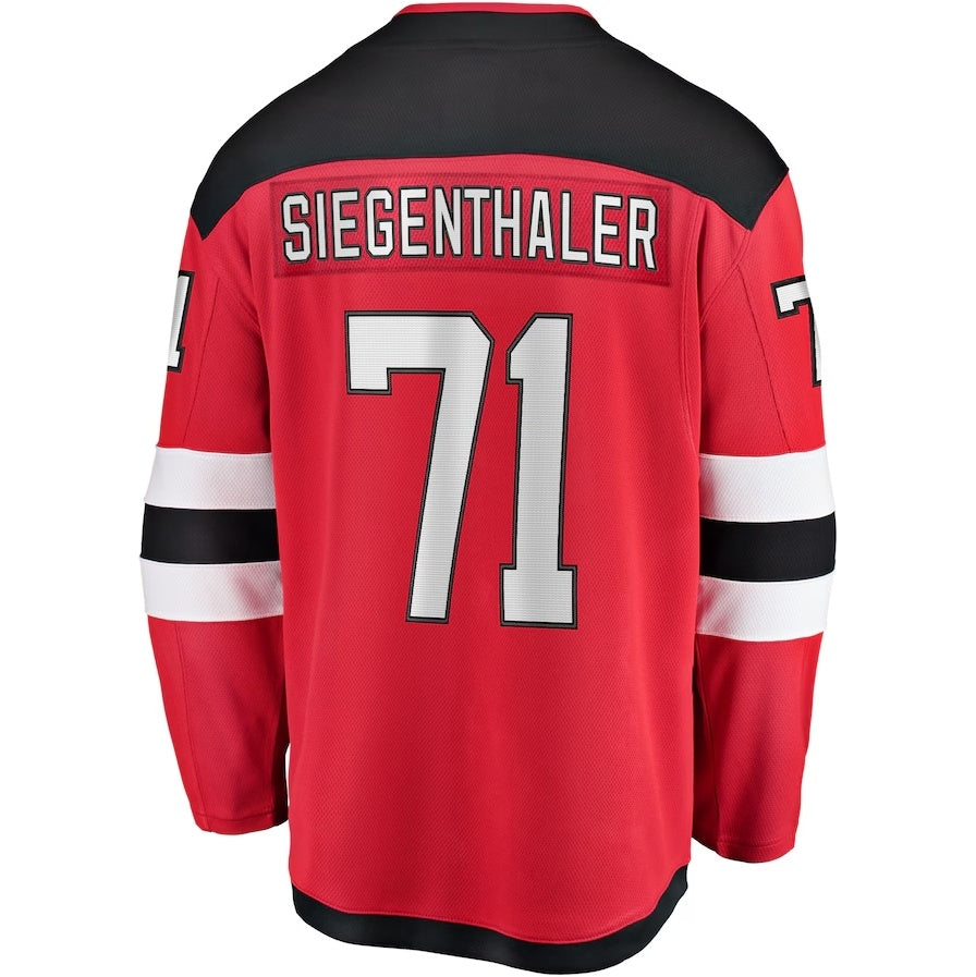 NJ.Devils #71 Jonas Siegenthaler Supporters Home Breakaway Player Jersey - Red Stitched American Hockey Jerseys