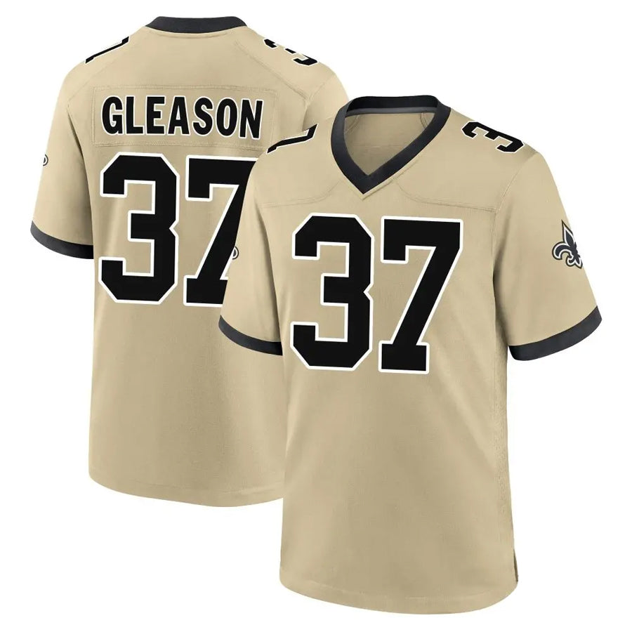 Custom #37 Gold NO Football Shirt Top