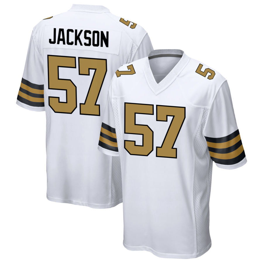 Custom #57 White NO Football Shirt Top