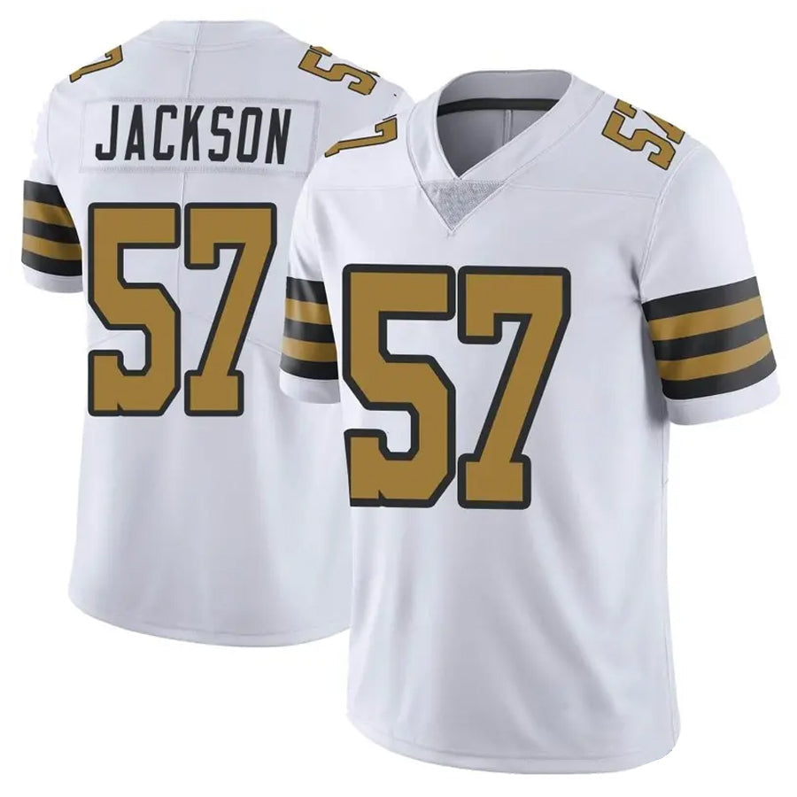 Custom #57 White NO Football Shirt Top