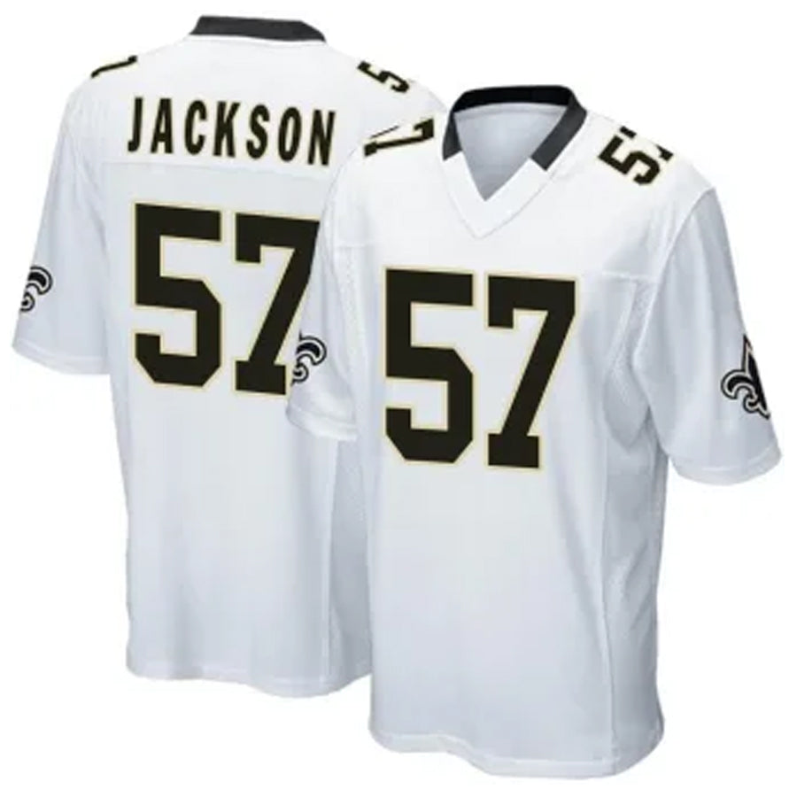 Custom #57 White NO Football Shirt Top