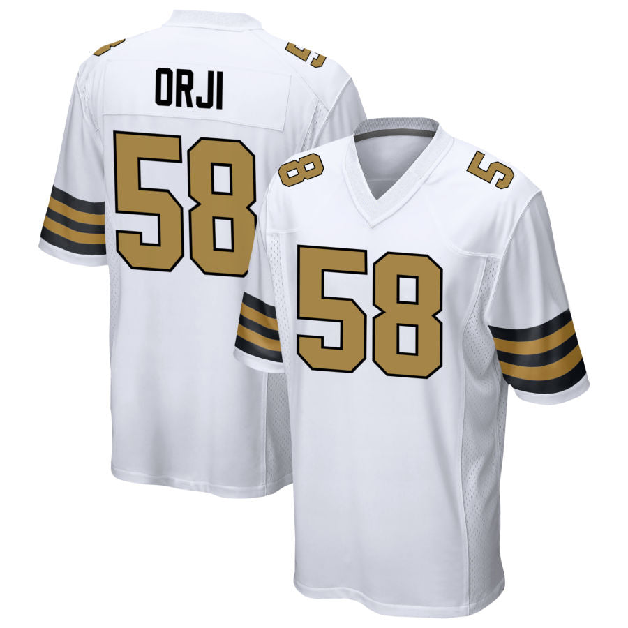 Custom #58 White NO Football Shirt Top