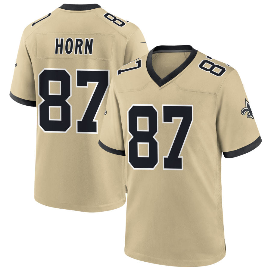 Custom #87 Gold NO Football Shirt Top