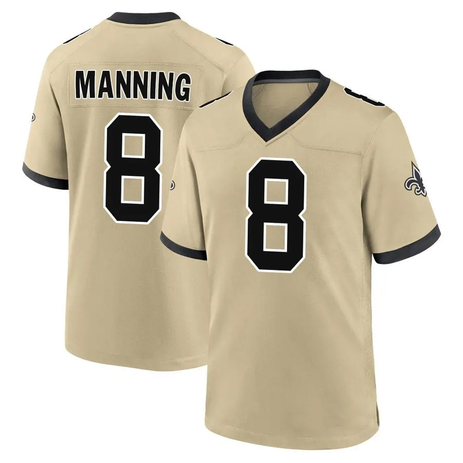 Custom #8 Gold NO Football Shirt Top