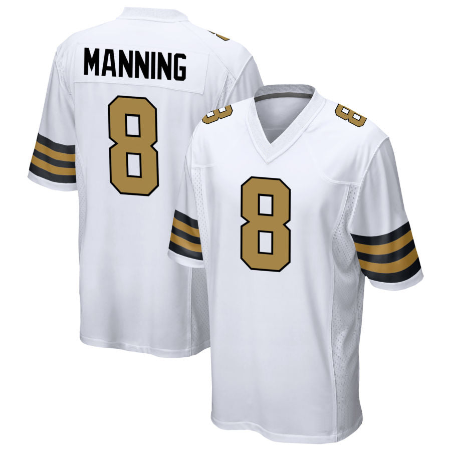 Custom #8 White NO Football Shirt Top