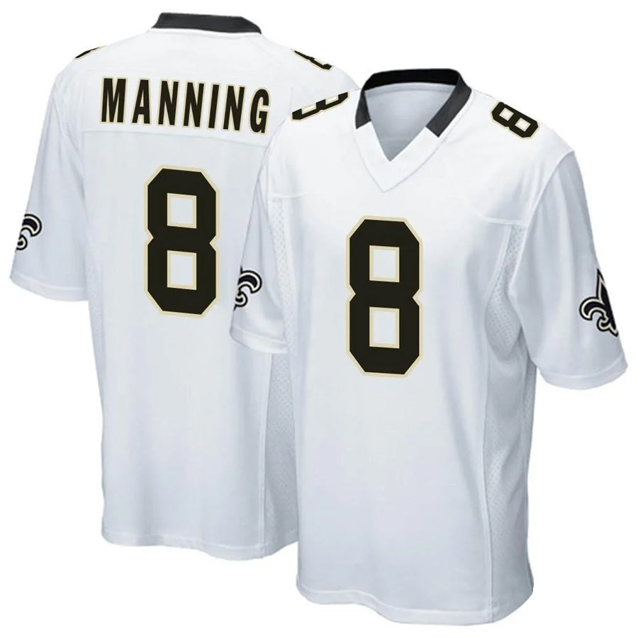Custom #8 White NO Football Shirt Top
