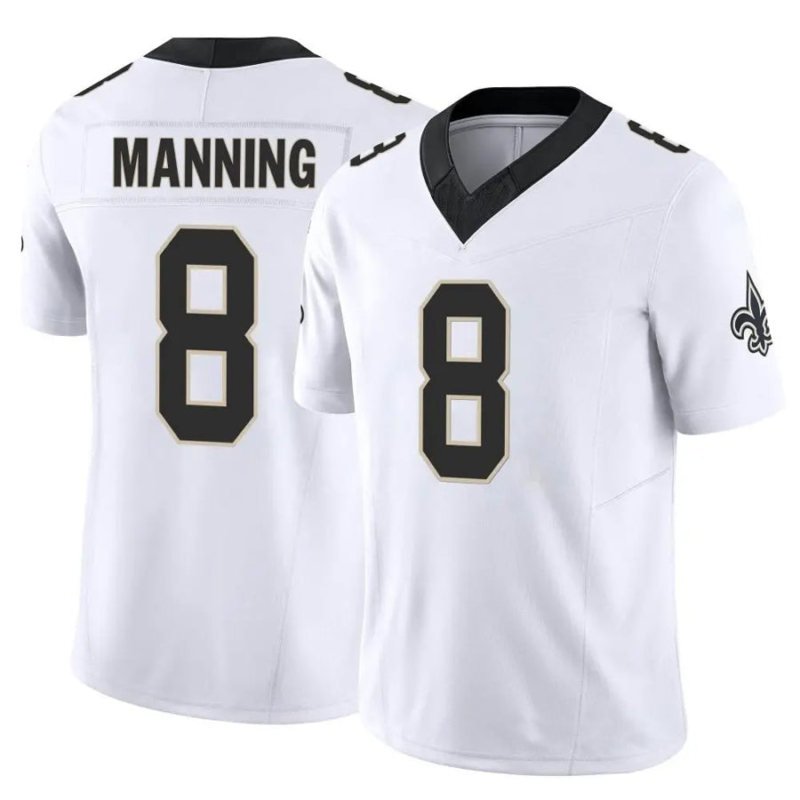 Custom #8 White NO Football Shirt Top