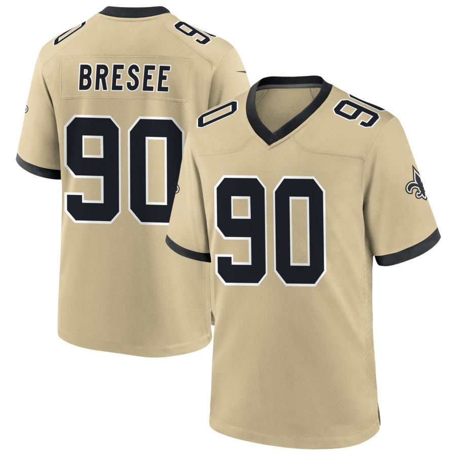 Custom #90 Gold NO Football Shirt Top