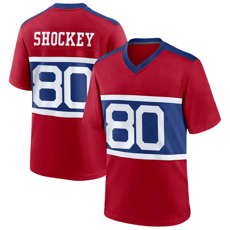 Custom #80 Red NYG Football Shirt Top
