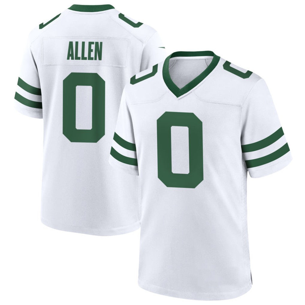 Custom #0 White NYJ Football Shirt Top
