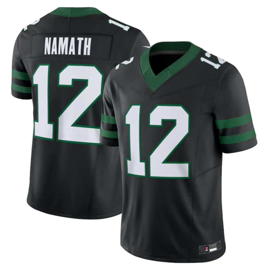 Custom #12 Black NYJ Football Shirt Top