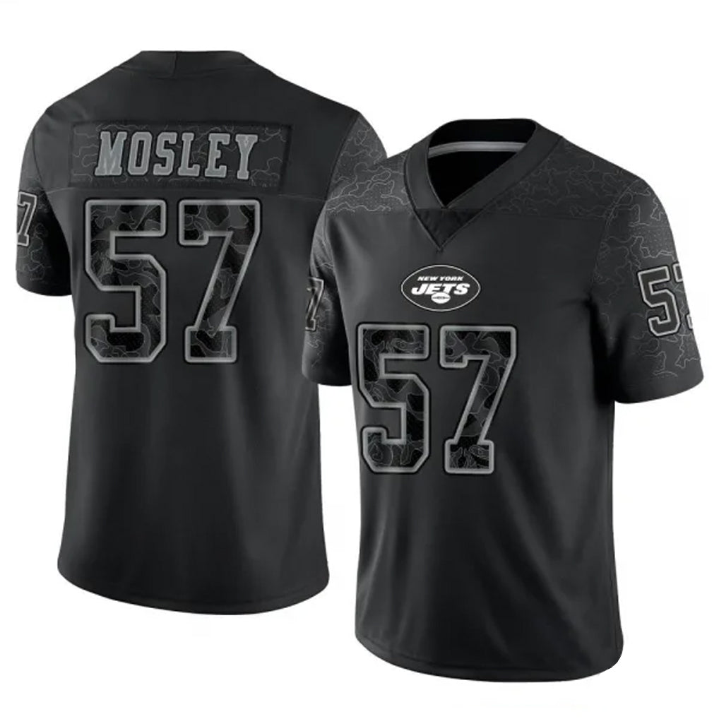 Custom #57 Black NYJ Football Shirt Top