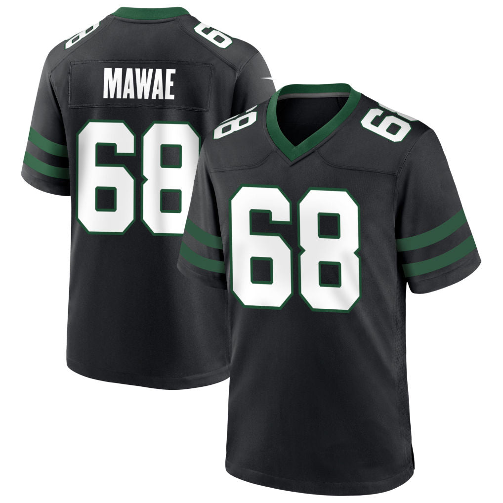 Custom #68 Black NYJ Football Shirt Top