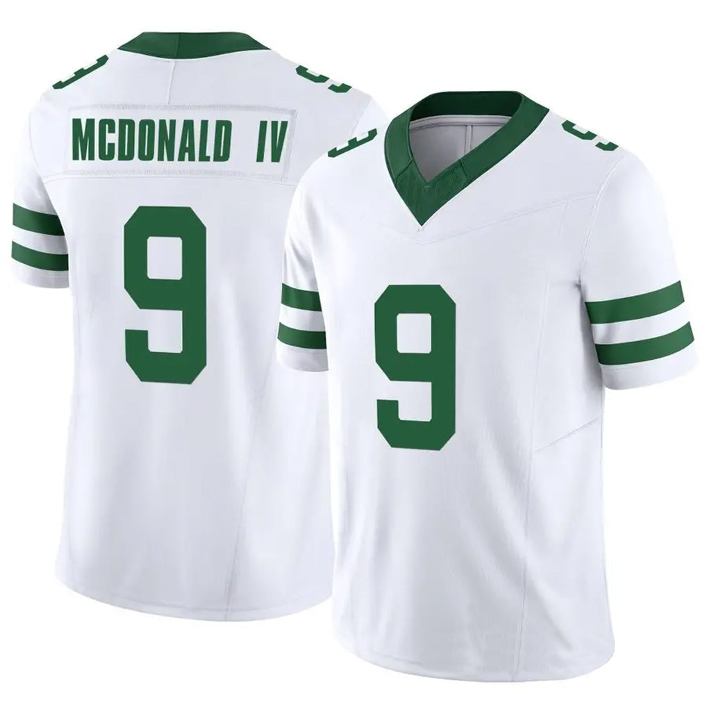 Custom #9 White NYJ Football Shirt Top