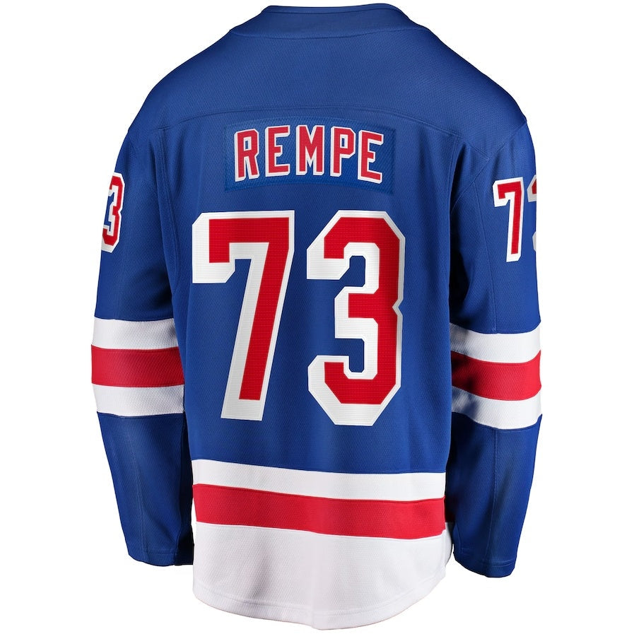 NY.Rangers #73 Matt Rempe Supporters Home Breakaway Jersey - Blue Stitched American Hockey Jerseys