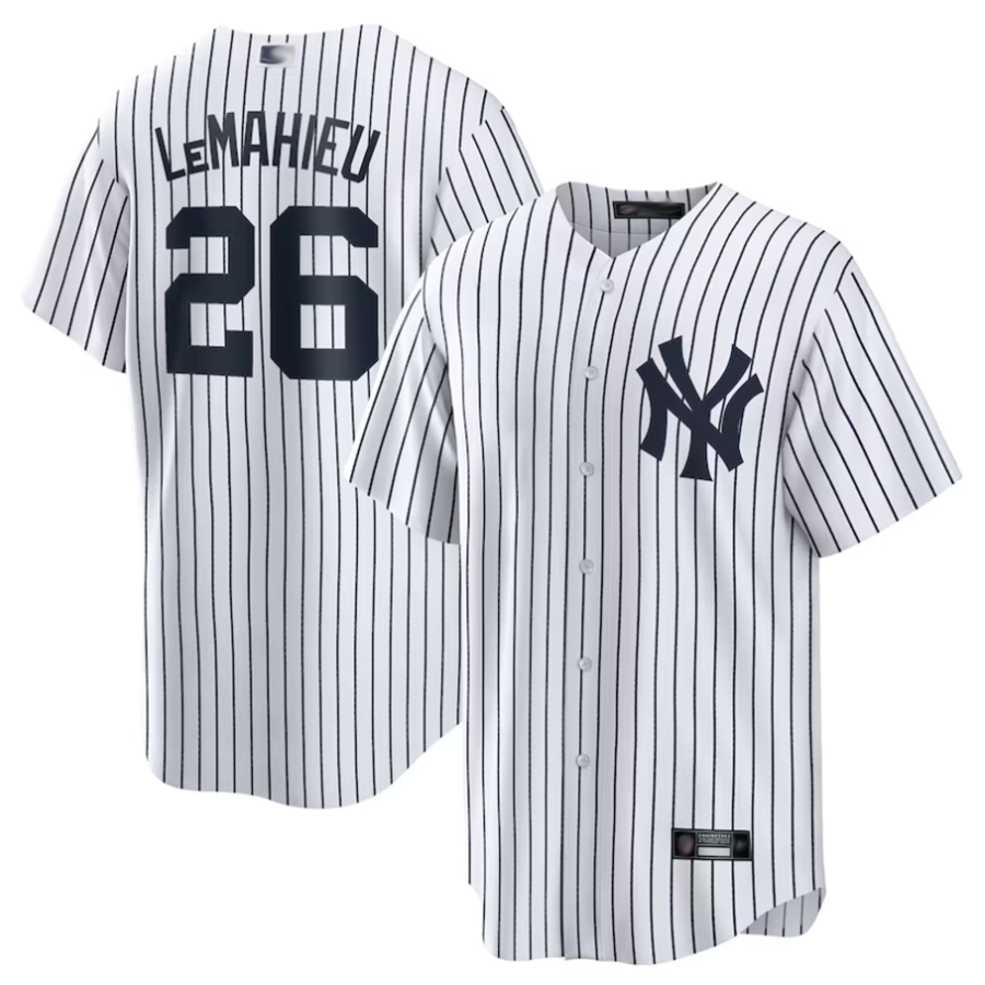 Custom #26 White NYY Baseball Shirt Top