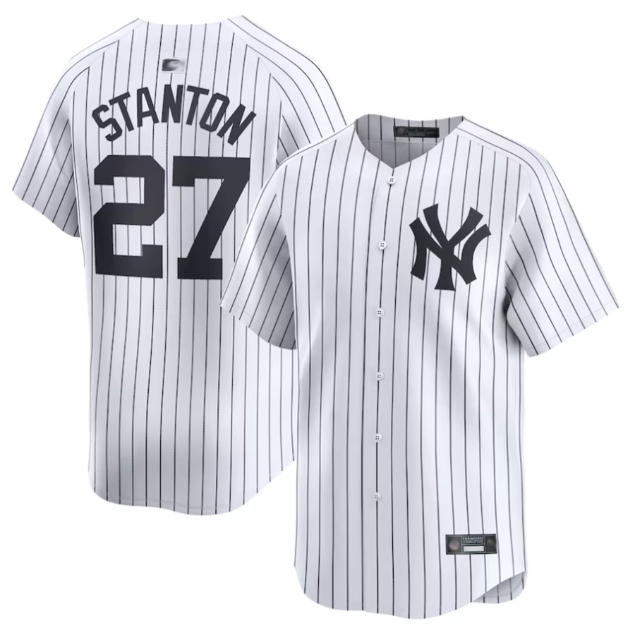 Custom #27 White NYY Baseball Shirt Top