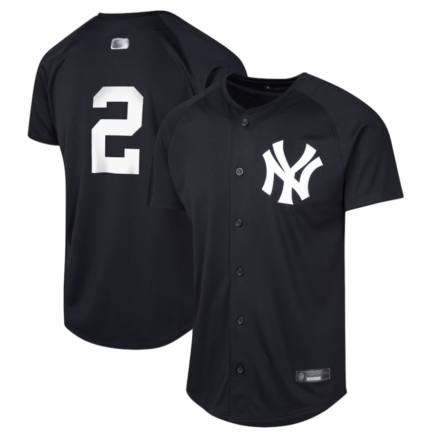 Custom #2 Navy NYY Baseball Shirt Top