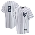 Custom #2 White NYY Baseball Shirt Top