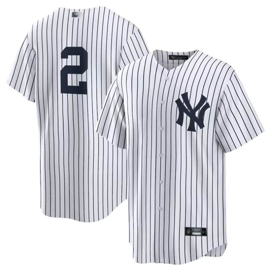Custom #2 White NYY Baseball Shirt Top