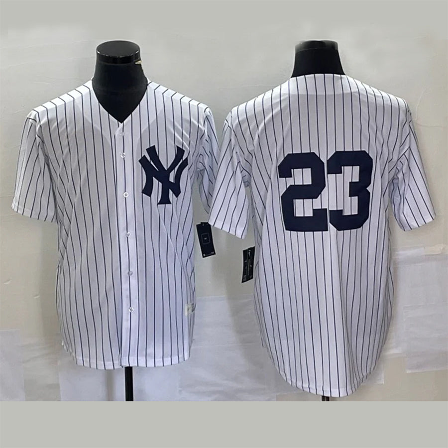 Custom #3 White NYY Baseball Shirt Top