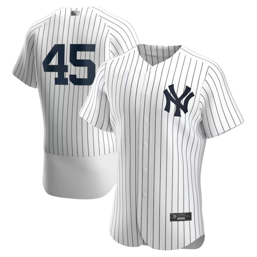 Custom #45 White NYY Baseball Shirt Top