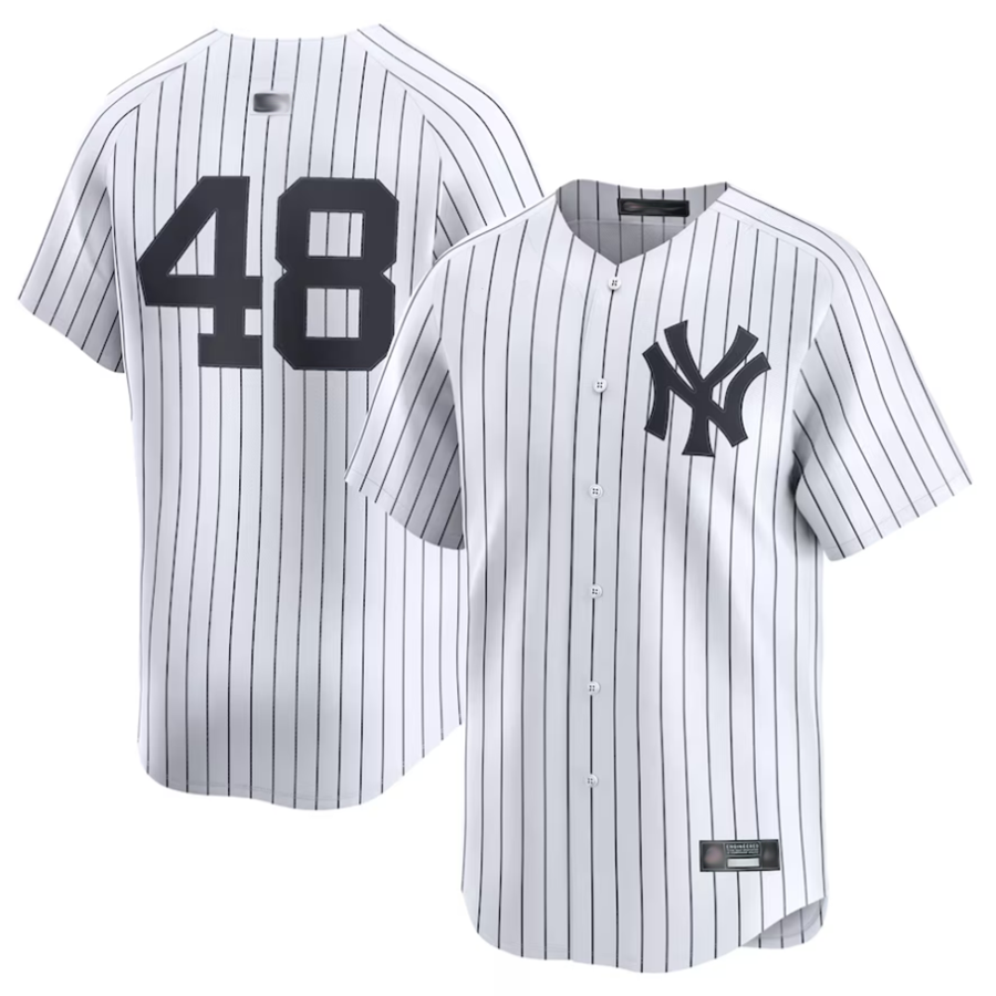 Custom #48 White NYY Baseball Shirt Top