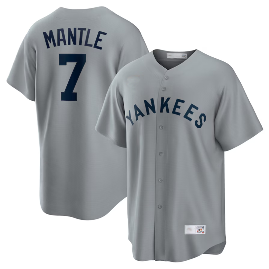 Custom #7 Gray NYY Baseball Shirt Top