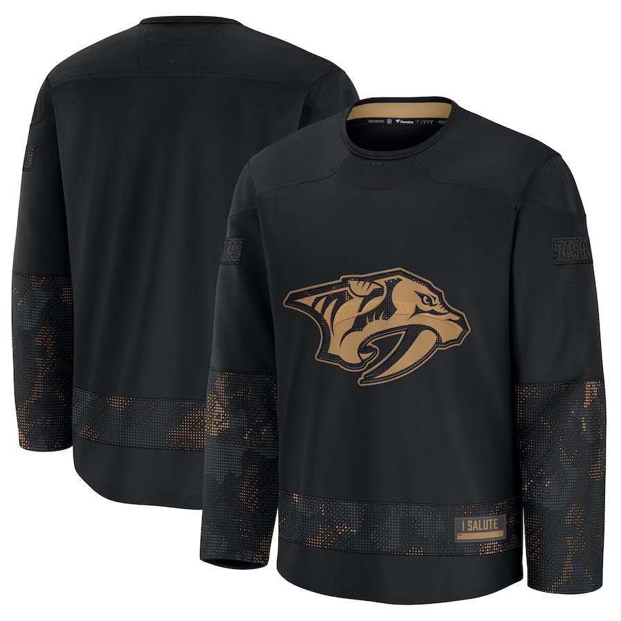 N.Predators Supporters 2024 Military Appreciation Practice Jersey - Black Stitched American Hockey Jerseys