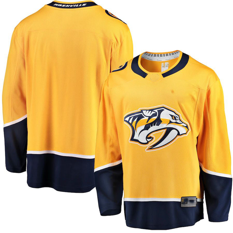 N.Predators Supporters Branded Breakaway Home Jersey Gold Stitched American Hockey Jerseys