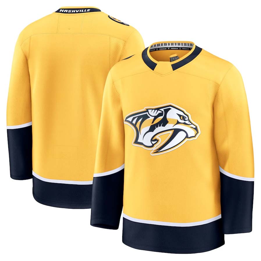 N.Predators Supporters Home Premium Jersey - Yellow Stitched American Hockey Jerseys