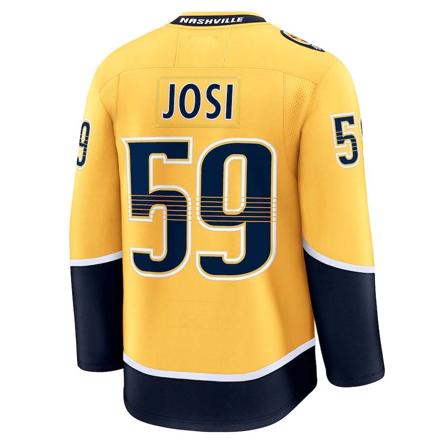 N.Predators #59 Roman Josi Supporters Home Premium Jersey - Yellow Stitched American Hockey Jerseys