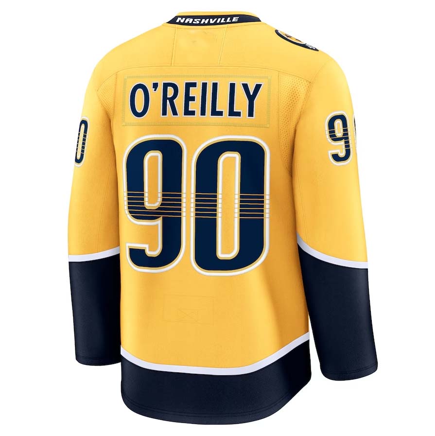 N.Predators #90 Ryan O'Reilly Supporters Home Premium Jersey - Yellow Stitched American Hockey Jerseys