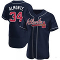 Atlanta Braves #34 AbStockaaam Almonte Navy Alternate Jersey Stitches Baseball Jerseys