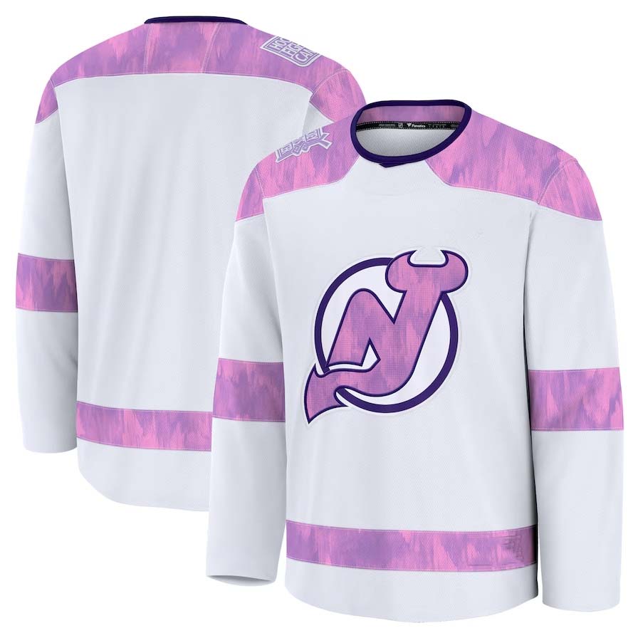 NJ.Devils Supporters 2024 Hockey Fights Cancer Practice Jersey - White Stitched American Hockey Jerseys
