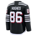 NJ.Devils #86 Jack Hughes Supporters Alternate Premium Jersey - Black Stitched American Hockey Jerseys