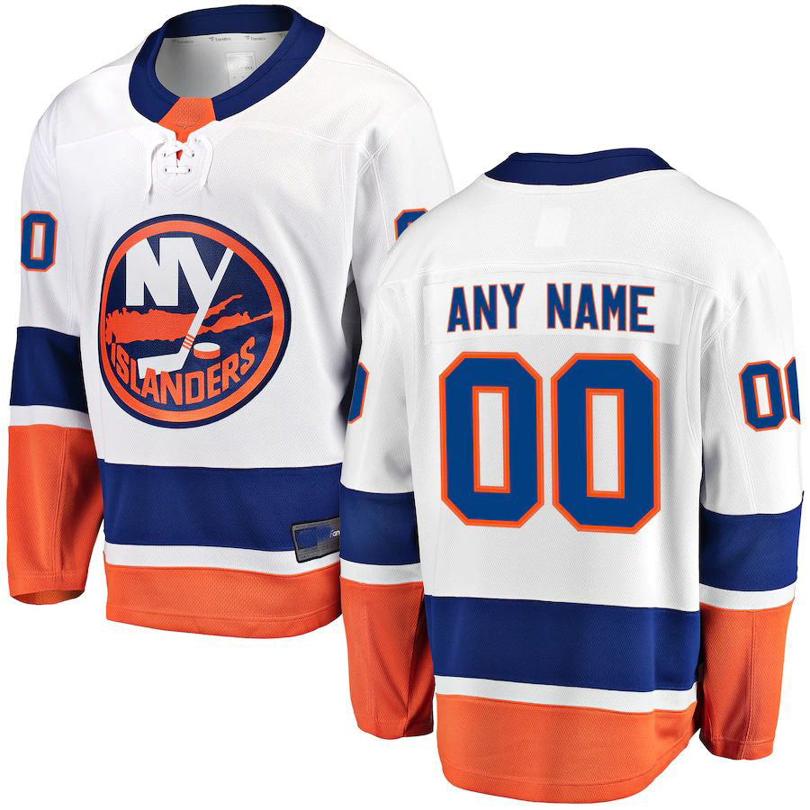 Custom NY.Islanders Supporters Branded Away Breakaway Jersey White Stitched American Hockey Jerseys